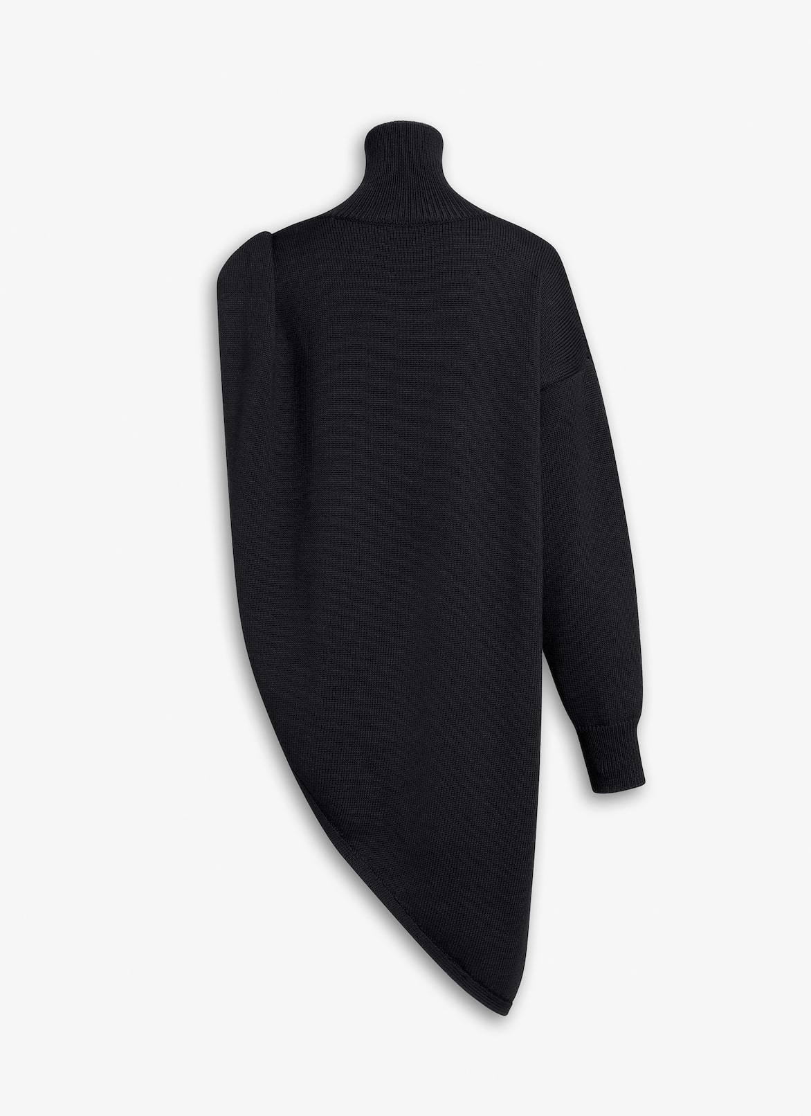 KNITTED ASYMMETRICAL CAPE JUMPER ALAÏA BLACK KNITTED ASYMMETRICAL CAPE JUMPER